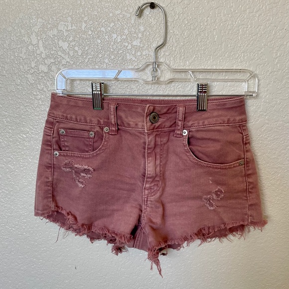 AE Mauve Distressed Shorts - Picture 1 of 7